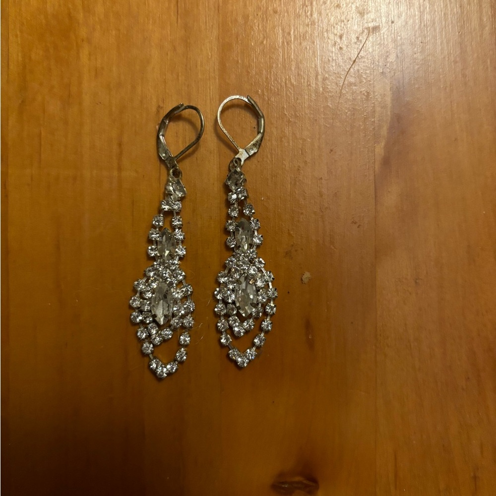 Silver Rhinestone Earrings